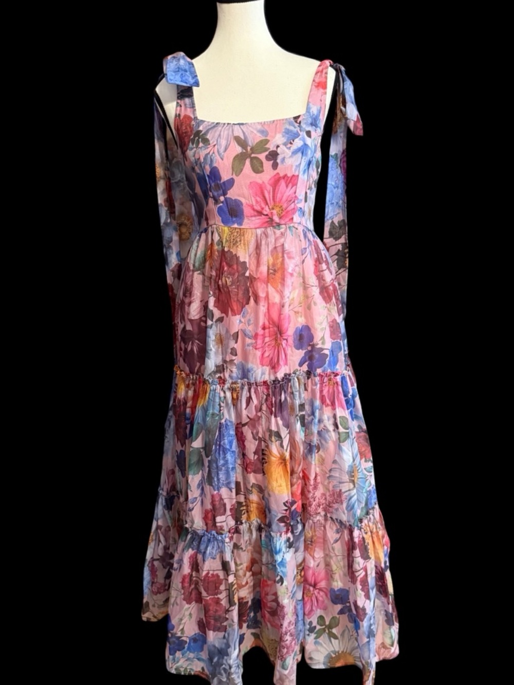 Alahna Tie Strap Floral Maxi Dress Small Audra Parks Francesca’s Fairy Ballet - Picture 2 of 7